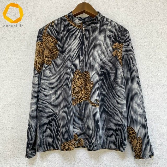 伊太利屋　ヒョウ柄グレージャンパー WOOL 80 % 伊太利屋 ヒョウ柄グレージャンパー WOOL 80 % - メルカリ