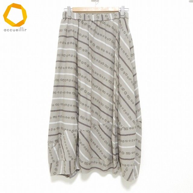 新品　慈雨　フレアロングスカート　ウール　グレー　センソユニコ 新品 慈雨 フレアロングスカート ウール グレー センソユニコ