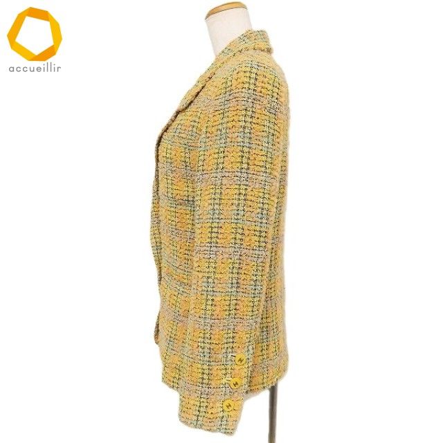 apc シャネル CHANEL ジャケット 黄色系 マルチ ツイード ココマークボタン ヴィンテージ 1994 レディース アンゴラ混 976792
