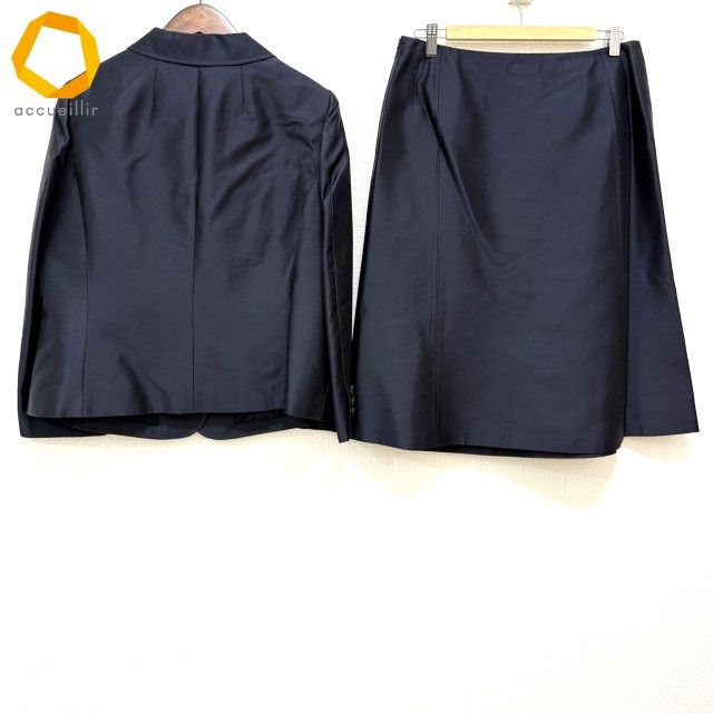 anc レリアン Leilian スカートスーツ 13 濃紺 セットアップ ツーピース 光沢 ステッチ 大きいサイズ レディース 977020