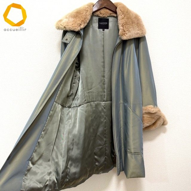 wnc ランバン コレクション LANVIN COLLECTION コート 38 薄緑系 中綿