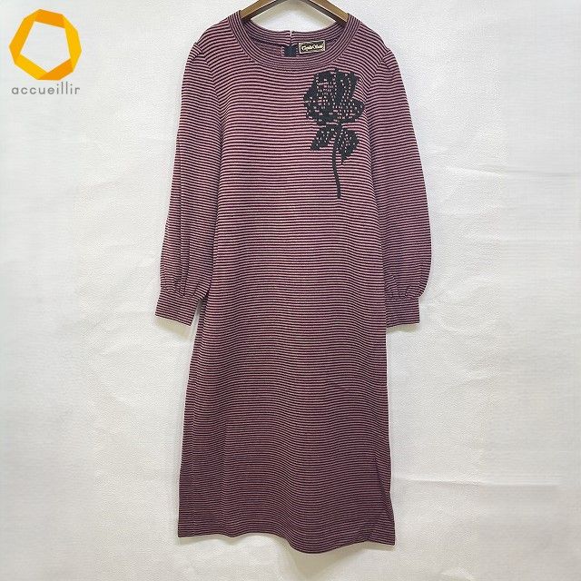 wnc サイトウトヨコ 斉藤都世子 ワンピース ピンク 黒 ボーダー 柄 ニット ロング レディース 977537