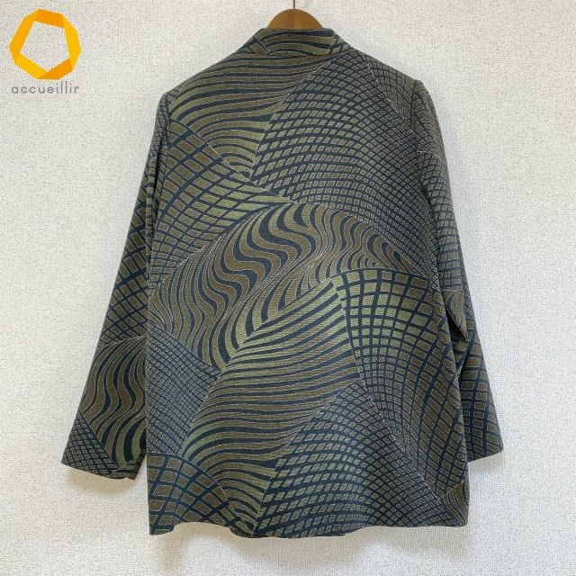 anc シセンドウ 詩仙堂 ジャケット 緑 カーキ ちりめん 柄 レディース 975035