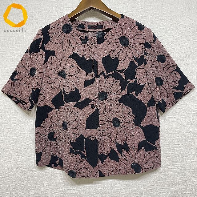 snc シセンドウ 詩仙堂 ブラウス ピンク系 ちりめん 花柄 半袖 レディース 975038