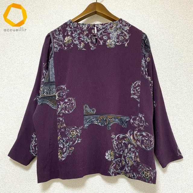 anc シセンドウ 詩仙堂 ヒトシタムラ カットソー ちりめん ドルマン 紫 グレー レディース 975040