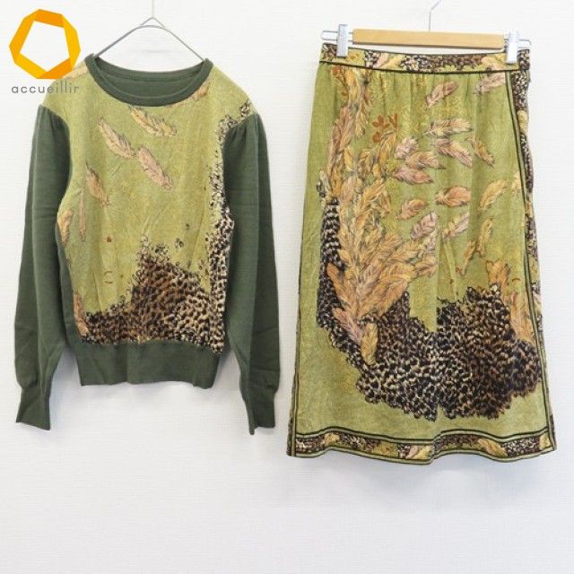 レオナール LEONARD スカートセットアップ セーター レオパード 総柄