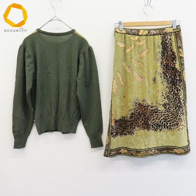 レオナール LEONARD スカートセットアップ セーター レオパード 総柄