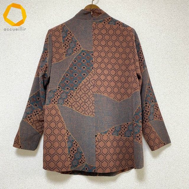 anc シセンドウ 詩仙堂 ヒトシタムラ カットソー ちりめん 総柄 茶 黒 緑 レディース 975042