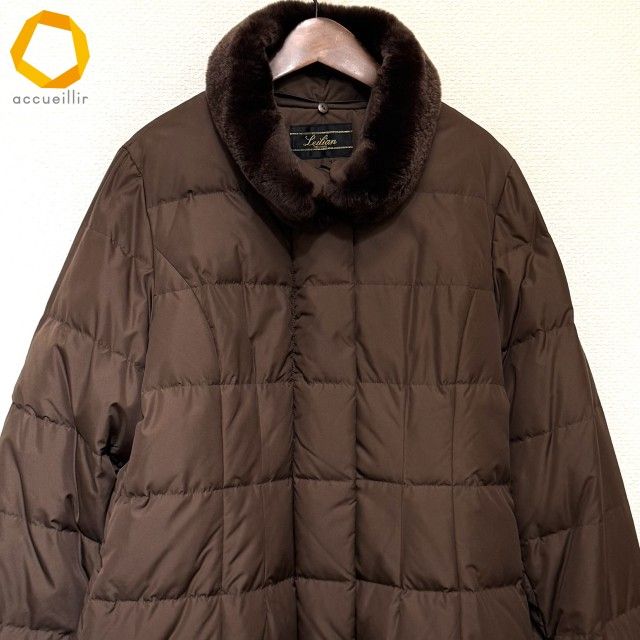 wnc レリアン Leilian コート 13 茶系 ダウンコート レッキスファー