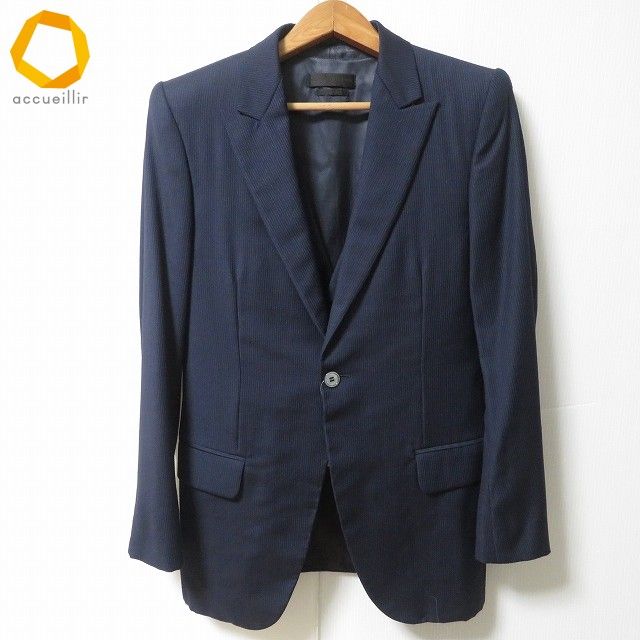 anc アレキサンダーマックイーン アンサンブル ジャケット ベスト 紺 青 ストライプ イタリア製 メンズ 979401