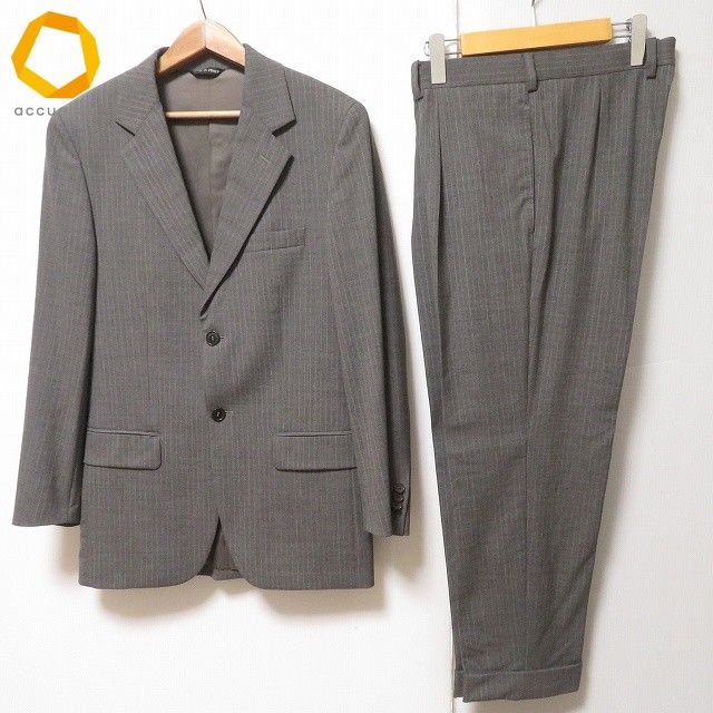 anc エストネーション シングルスーツ 44 グレー 白 S 2 B ストライプ イタリア製 メンズ 979418