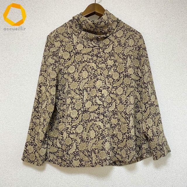 anc シセンドウ 詩仙堂 カットソー 茶 ベージュ 蝶 花柄 レディース 975196