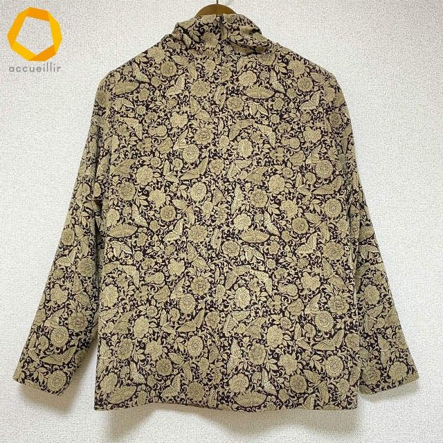 anc シセンドウ 詩仙堂 カットソー 茶 ベージュ 蝶 花柄 レディース 975196