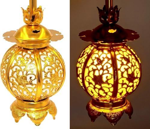 吊灯籠 吊り灯篭 LED＆オリジナル説明書付き 花唐草 丸型 和紙張り