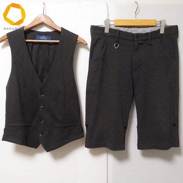 anc ソリード SOLIDO セットアップ ベスト ハーフパンツ チャコールグレー スウェット地 メンズ 979422
