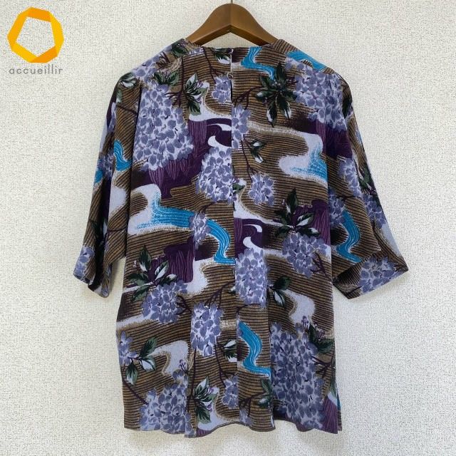 anc シセンドウ 詩仙堂 カットソー 茶 紫 緑 ちりめん ドルマン レディース 975198