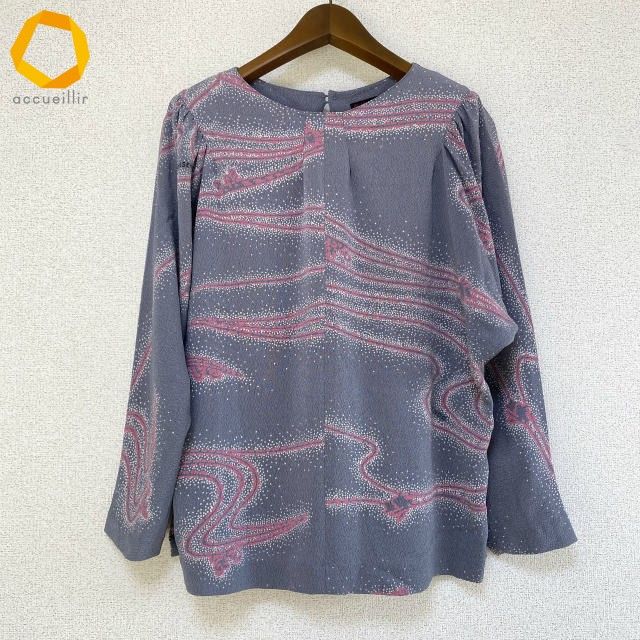 anc シセンドウ 詩仙堂 ヒトシタムラ カットソー ちりめん ドルマン 総柄 グレー ピンク レディース 975199