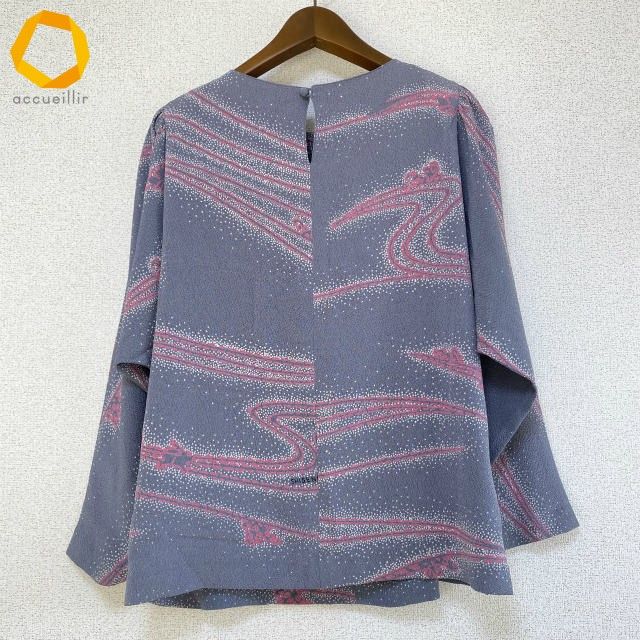 anc シセンドウ 詩仙堂 ヒトシタムラ カットソー ちりめん ドルマン 総柄 グレー ピンク レディース 975199