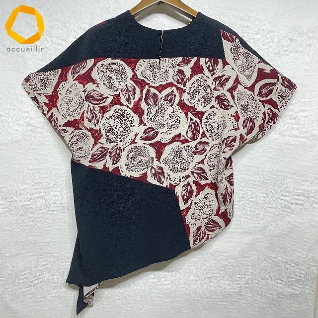 snc シセンドウ 詩仙堂 カットソー 黒 赤 ちりめん アシンメトリー 半袖 レディース 975203