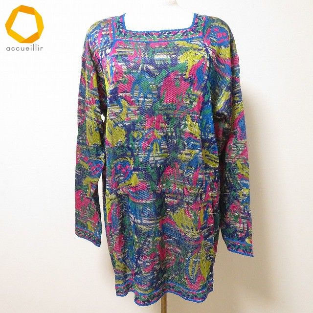 anc ミッソーニ MISSONI チュニック ニット M マルチ スクエアネック イタリア製 レディース 980109