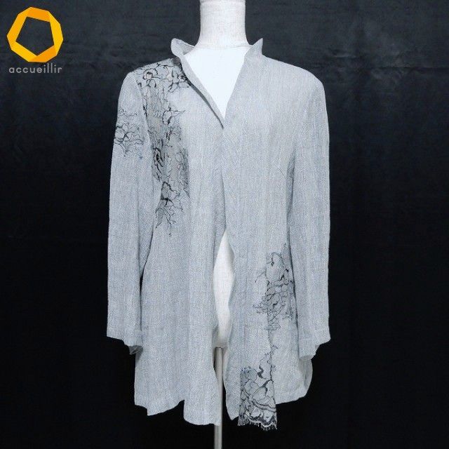 カピ薔薇 インポートロッサ　花柄カーディガン46.5 ROSSA インポートロッサ 薄手 ニット カーディガン 花柄 レース刺繍 46