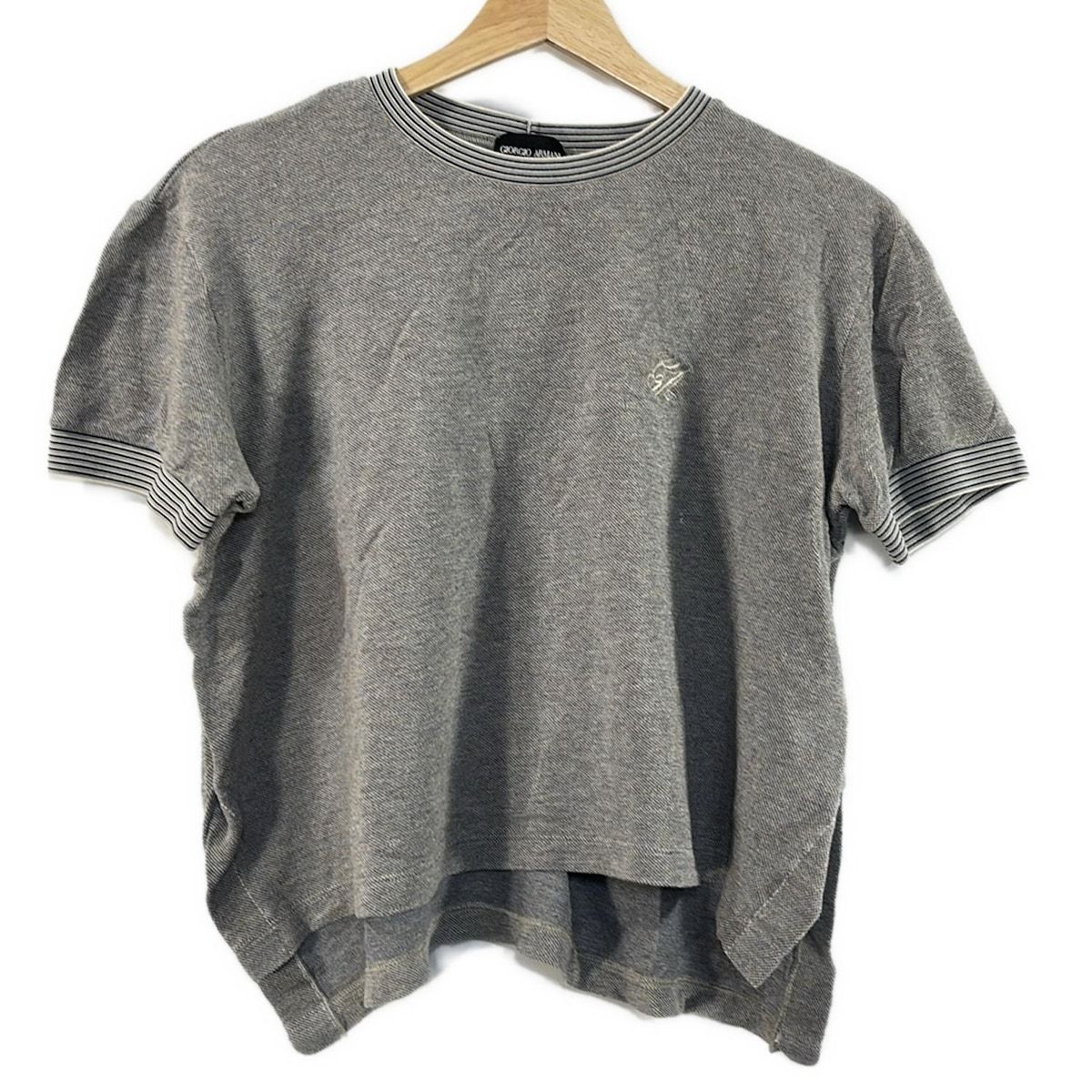 ジョルジオアルマーニ 半袖Tシャツ サイズ40 M レディース グレー 黒 クルーネック