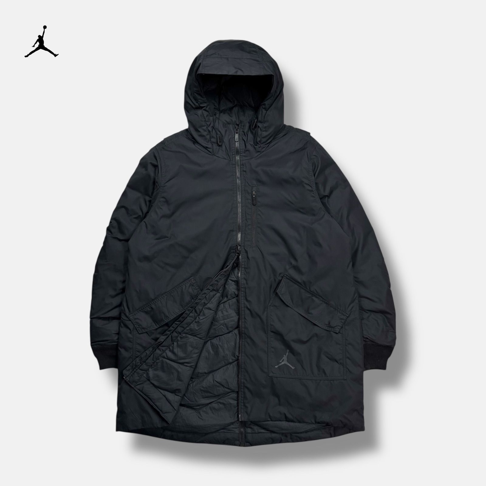 NIKE AIR JORDAN ロングダウンジャケット ブラック XL - メルカリ