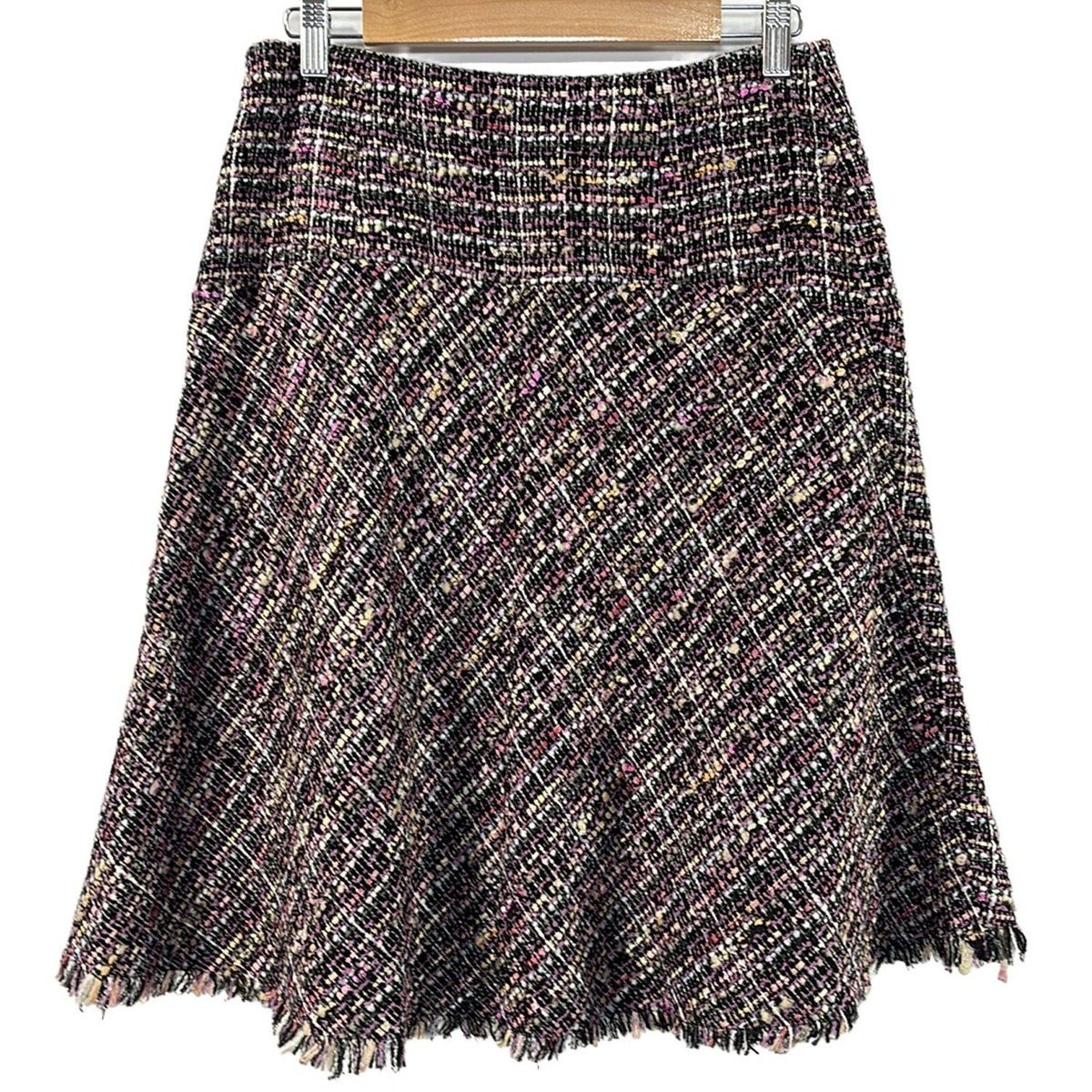 ETRO エトロ スカート サイズ44 L レディース - ピンク×黒×マルチ ひざ丈 ツイード