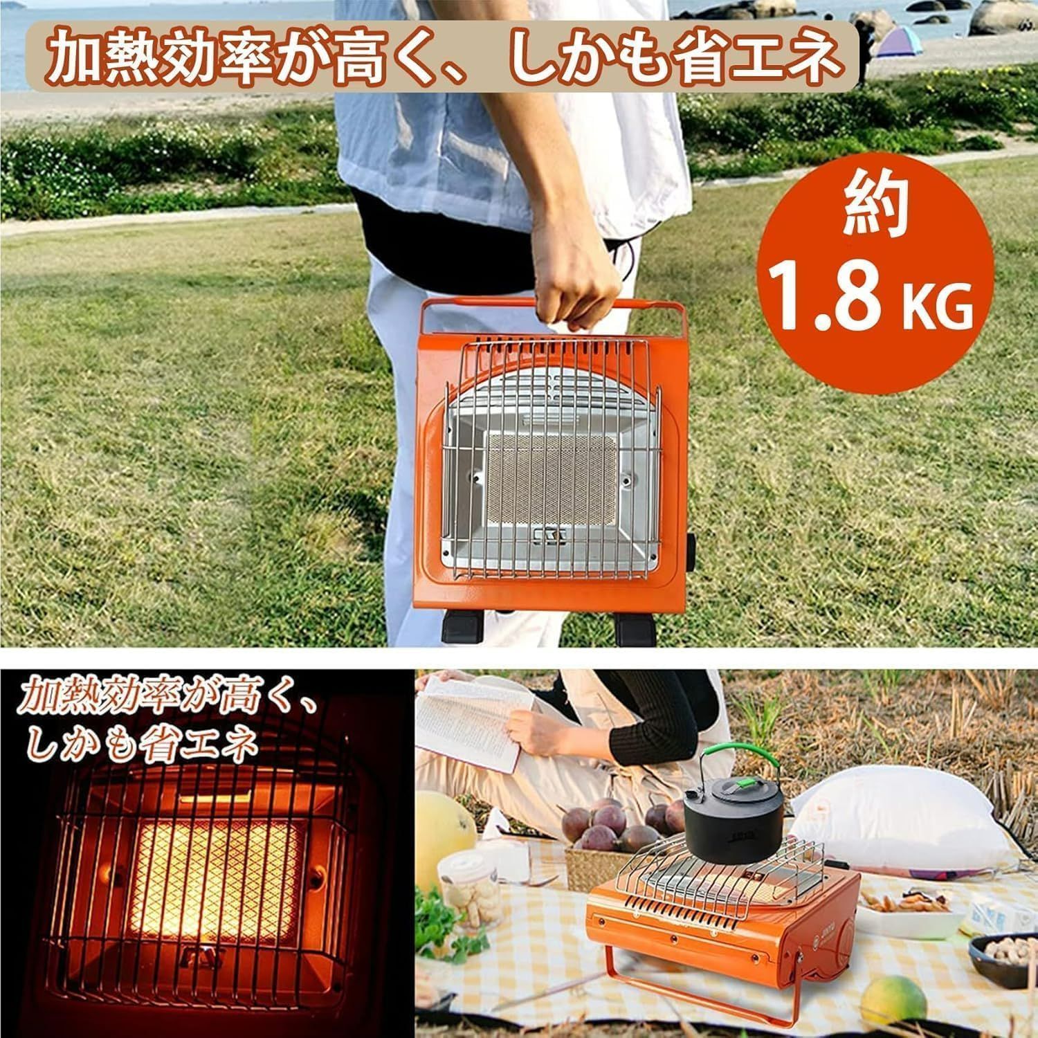 2025新型 カセットガスストーブ ヒーター 1台2役【火力調節・角度調節