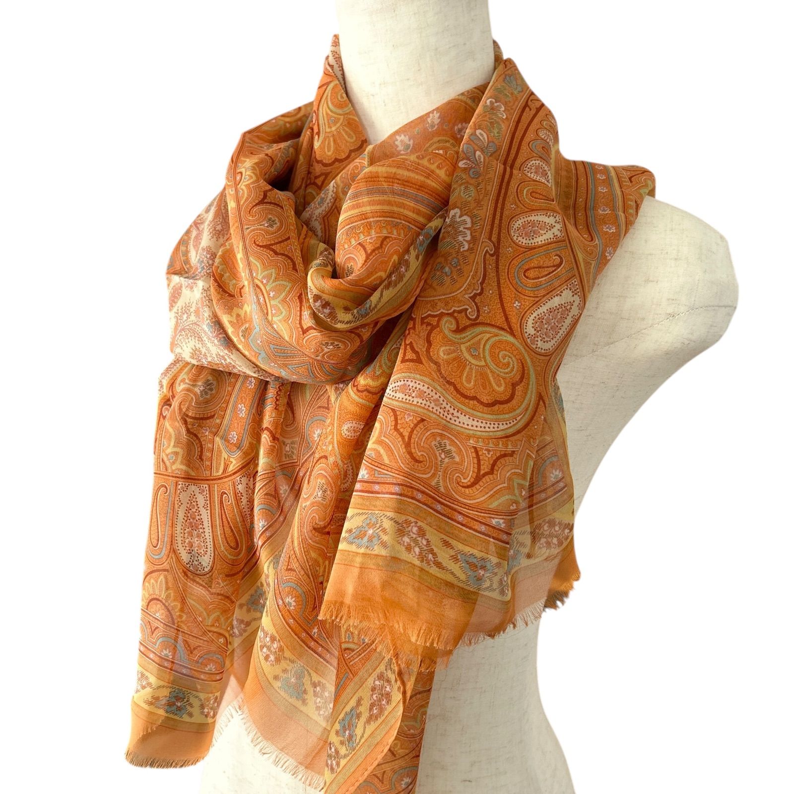 ETRO エトロ 大判スカーフ ストール シアー 透け感 ペイズリー柄