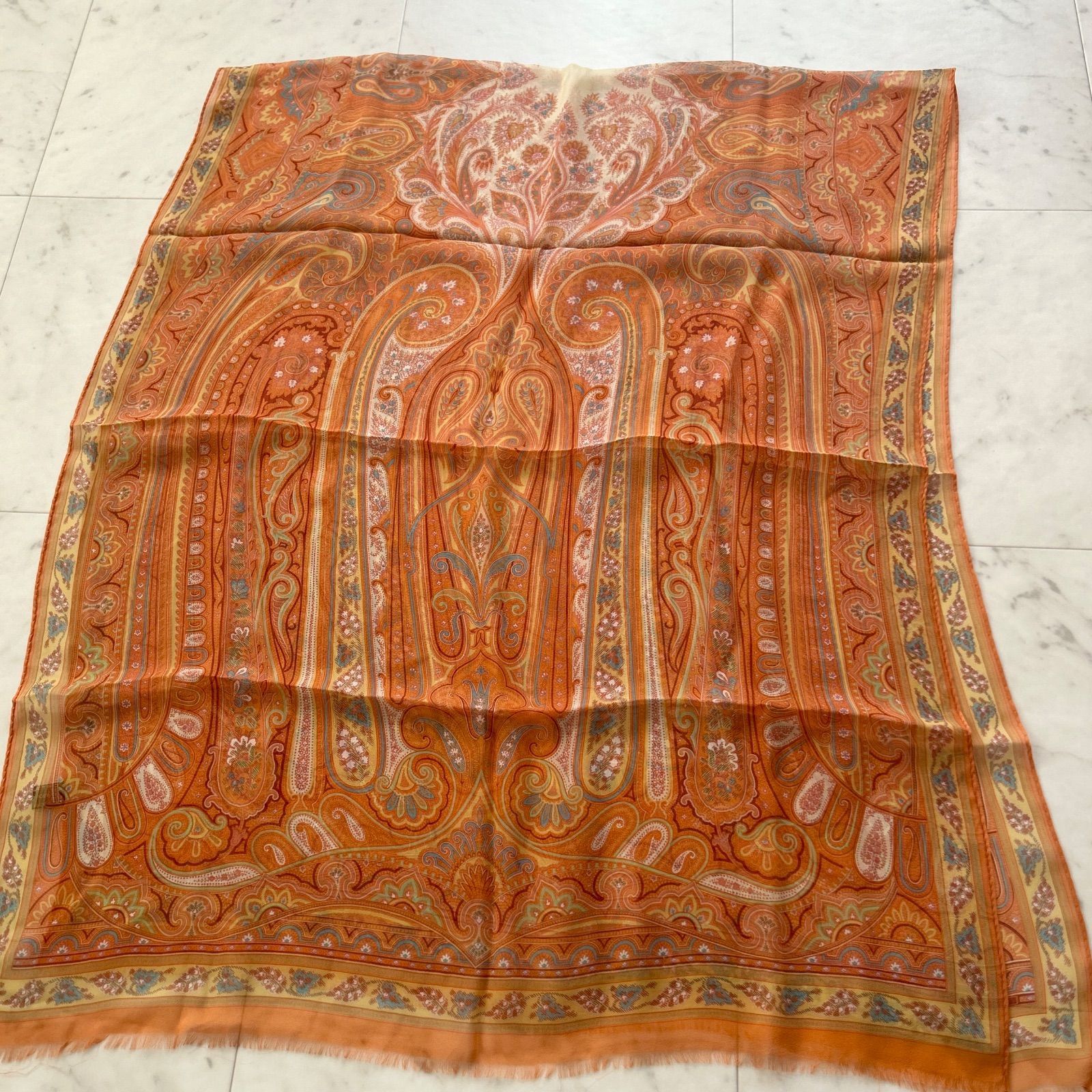 極美品✨ETRO エトロ シルク混 ペイズリー イタリア 大判ストール