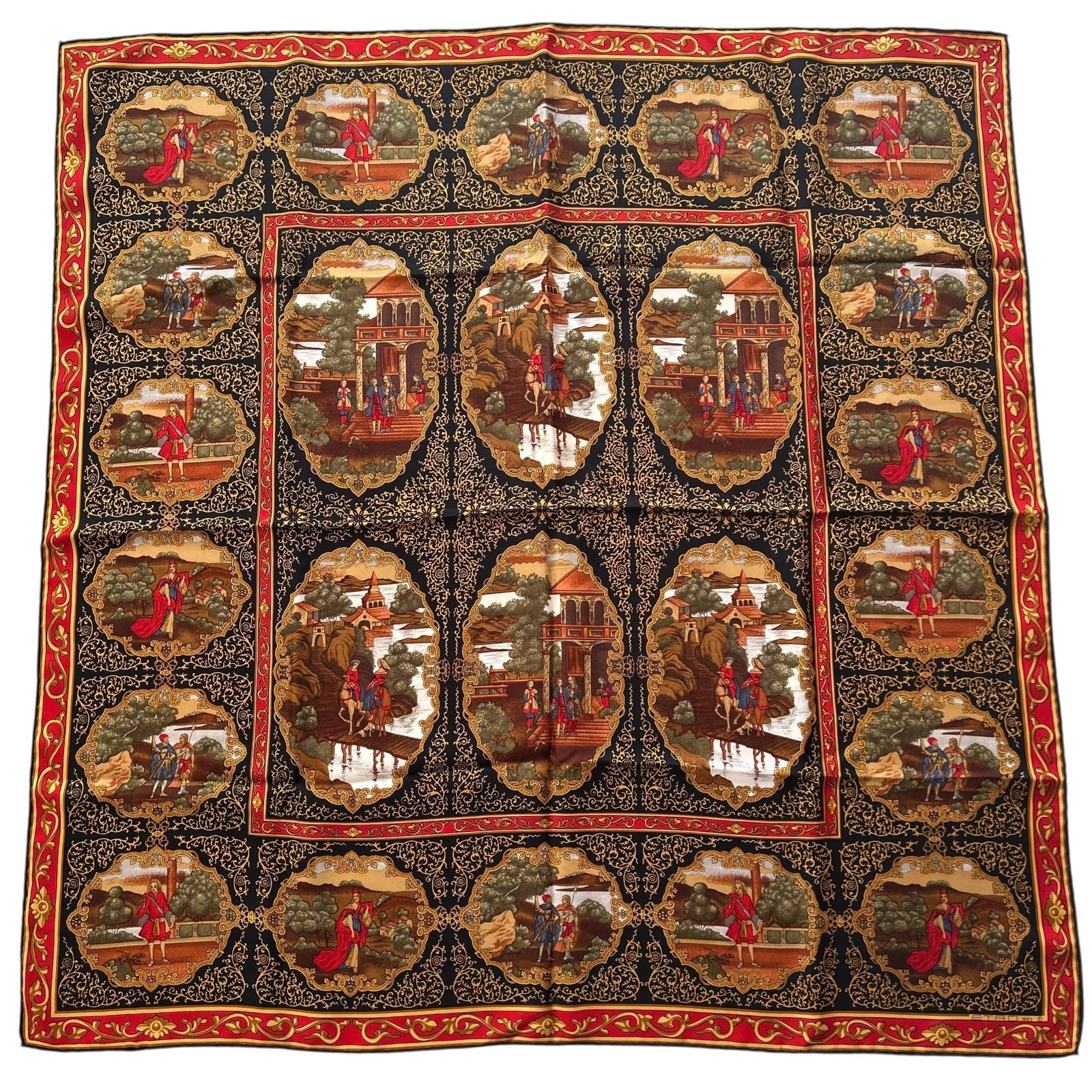 ETRO エトロ 希少柄 大判スカーフ ストール 美品 シルク 総柄