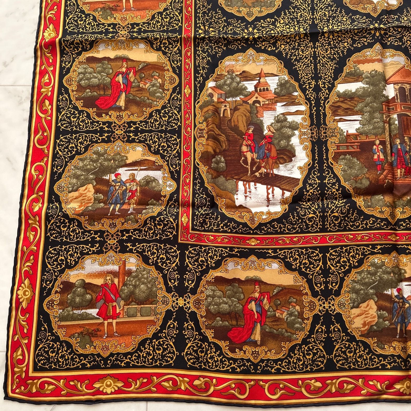 ETRO エトロ 希少柄 大判スカーフ ストール 美品 シルク 総柄