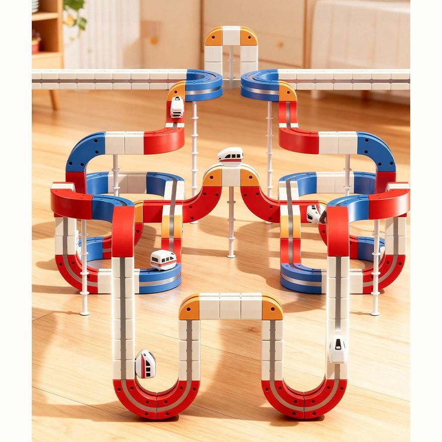 レール デラックスセット パズルブロックトイ STEAM教育 キューブ 車