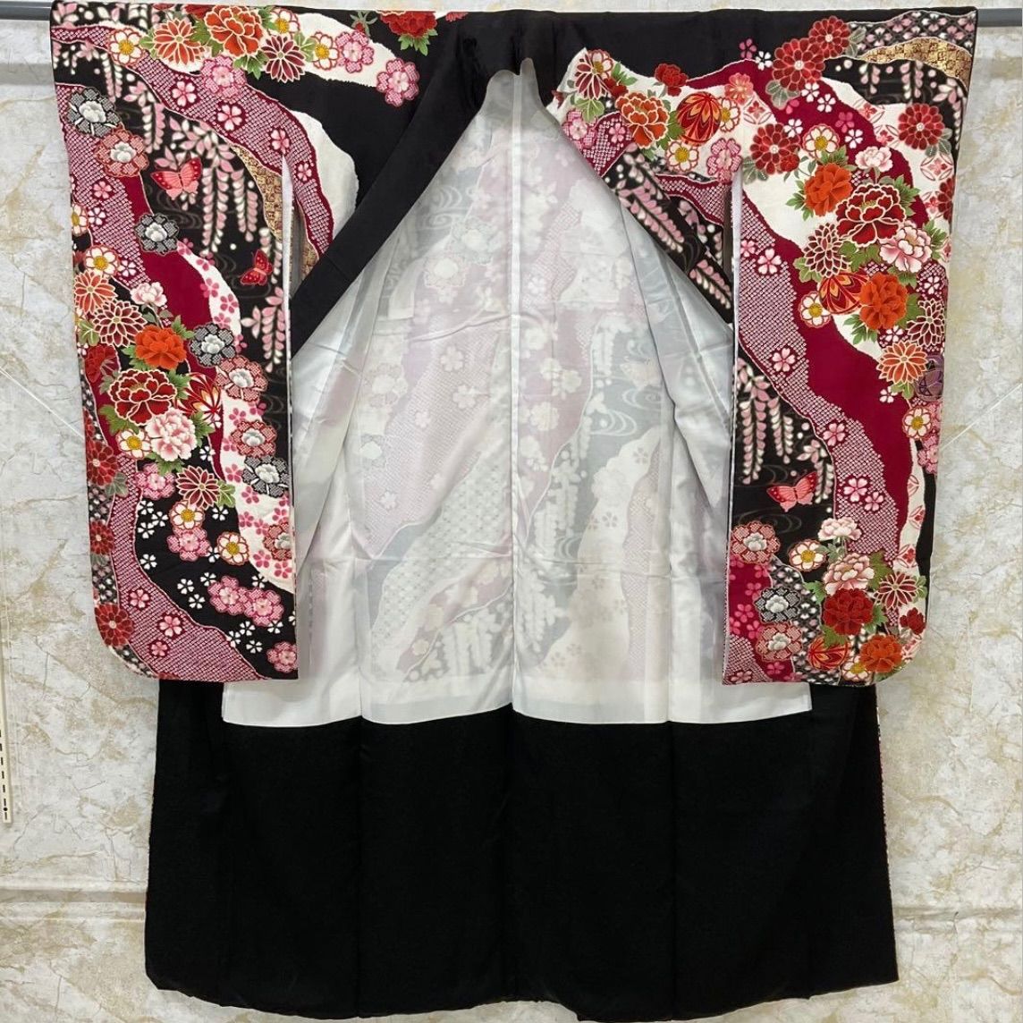kimonoarisa◆厳選◆素敵な振袖金駒刺繍◆ガード加工◆裄69.5丈164 kimono+one◇kimonoarisa◇厳選◇素敵な振袖◇正絹◇袷◇金駒刺繍◇裄