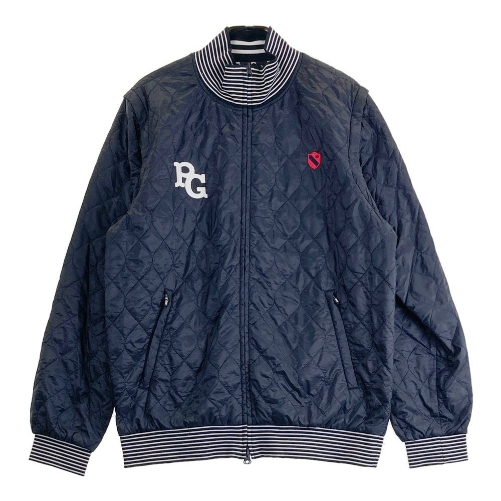 サイズ 7 PEARLY GATES パーリーゲイツ 2 WAY リバーシブル 中綿ジャケット 星 総柄 ネイビー系 ゴルフウェア メンズ ストスト