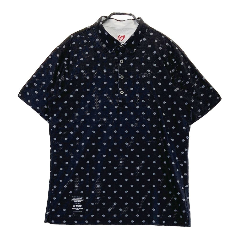サイズ 4 MASTER BUNNY EDITION マスターバニーエディション モデル 半袖ポロシャツ ドット柄 ブラック系 ゴルフウェア メンズ ストスト