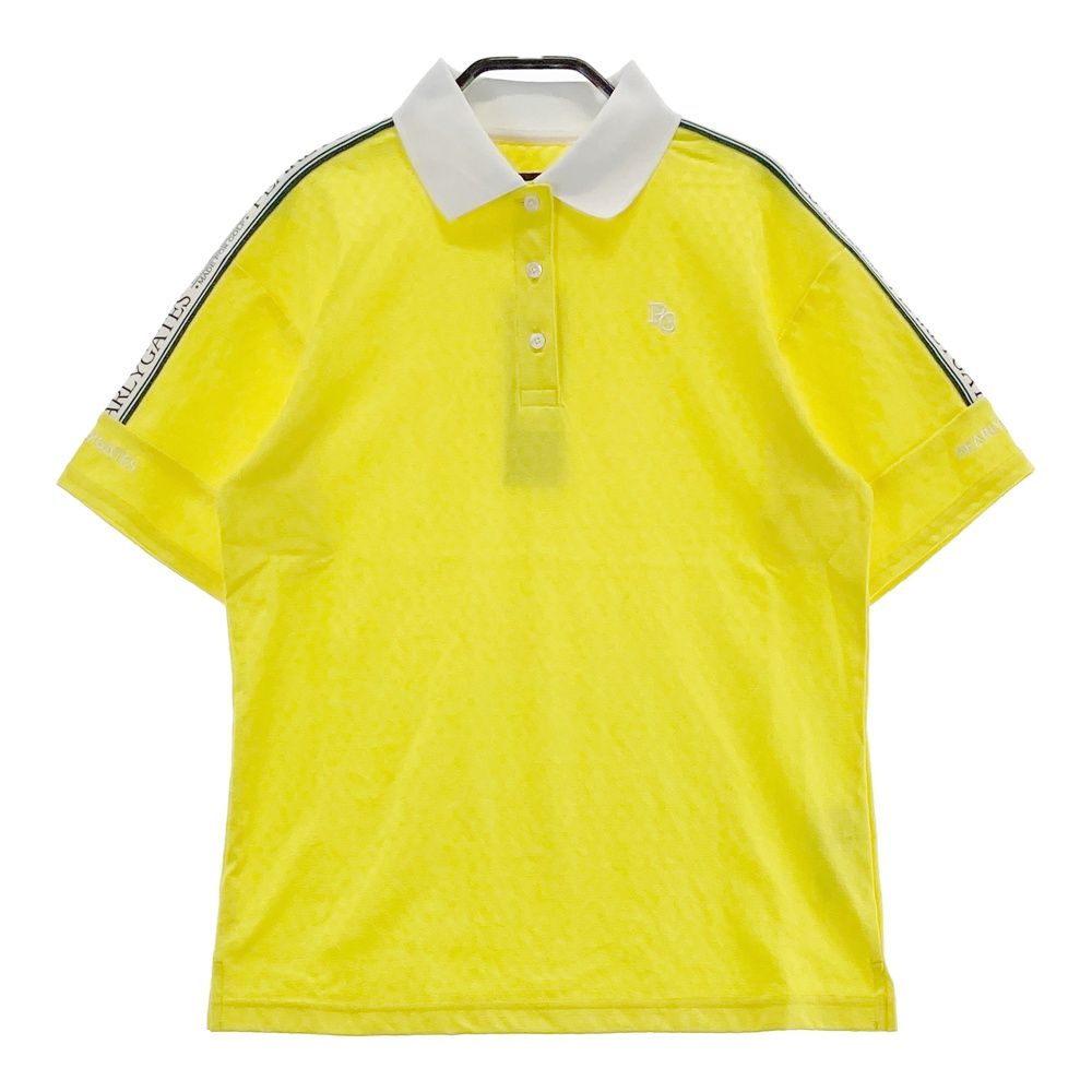 サイズ 0 PEARLY GATES パーリーゲイツ モデル 半袖ポロシャツ 肩ロゴ イエロー系 ゴルフウェア レディース ストスト