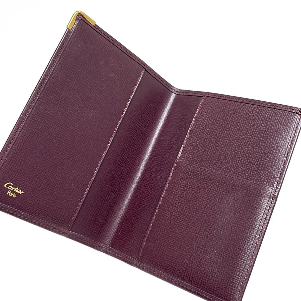  Cartier カルティエ 手帳 マストライン ボルドー×ゴールド レザー 手帳 手帳 日記 家計簿