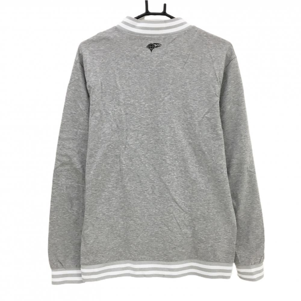 超 ビームスゴルフ 長袖ハイネックシャツ 杢グレー×白×黒 フロントロゴ メンズ L ゴルフウェア モデル BEAMS GOLF