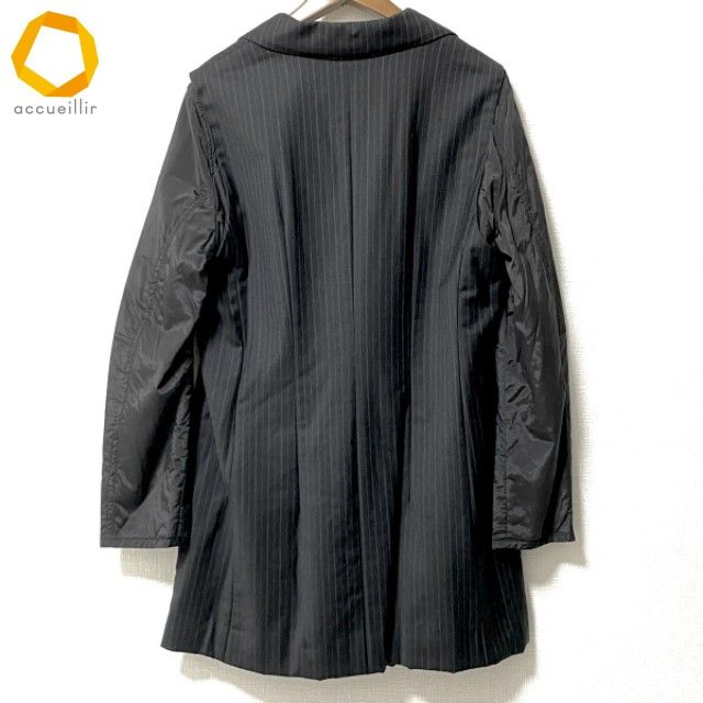 wnc To Black ケイコキシ ジャケット 2 黒 中綿 重ね着風 ロング ストライプ レディース 933608