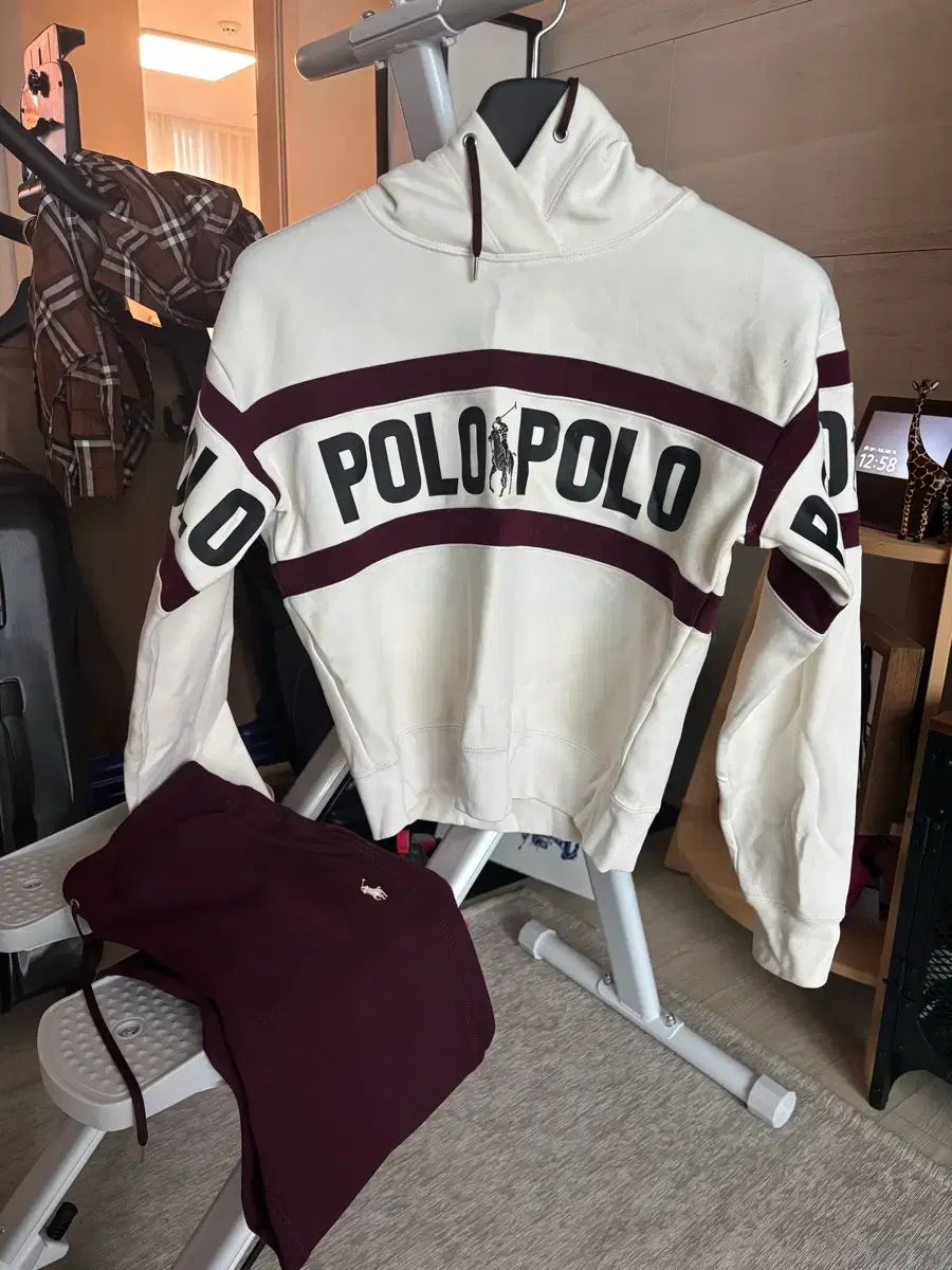 ポロ 白 フードTシャツ + バーガンディ ハーフパンツ 2024 セット 楽天
