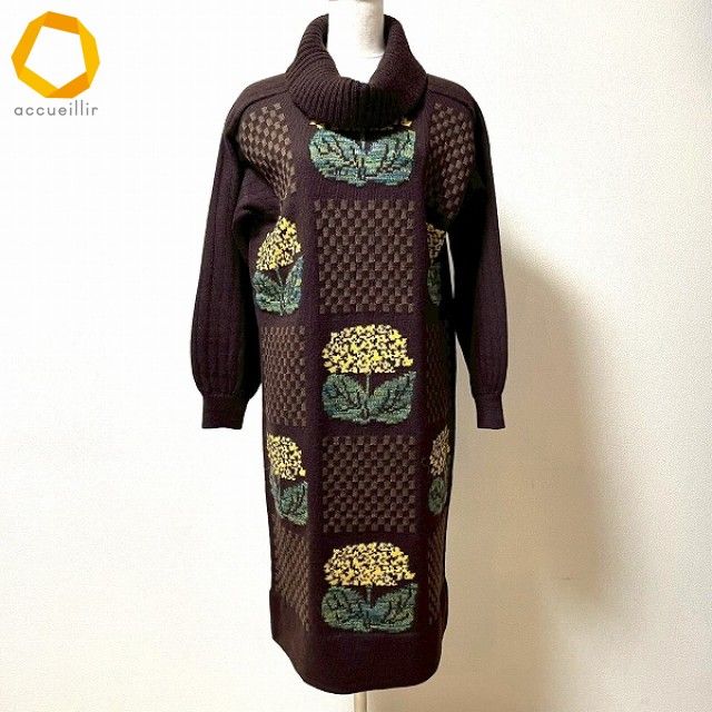 wnc サイトウトヨコ 斉藤都世子 ワンピース 茶 黄 緑系 ニット