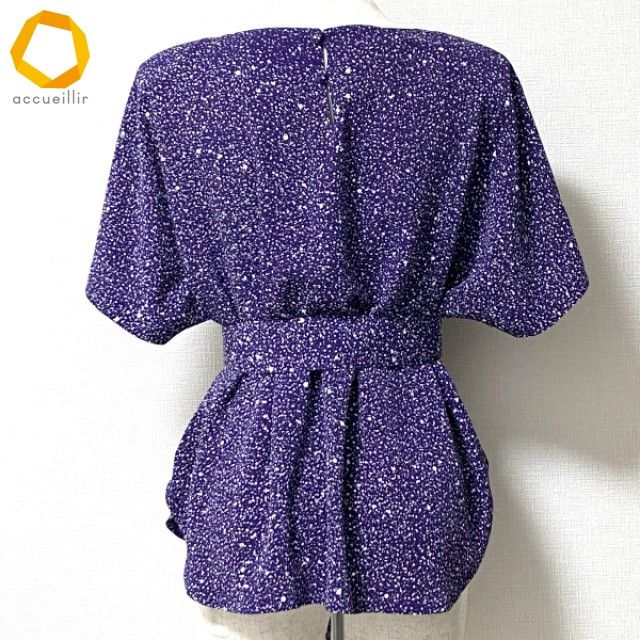 anc ヒトシタムラ HITOSHI TAMURA 詩仙堂 シセンドウ カットソー 紫系 白 ちりめん ドルマン ベルト付き 総柄 レディース 975041