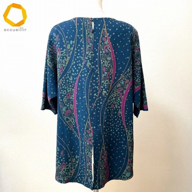 anc シセンドウ ヒトシタムラ 詩仙堂 HITOSHI TAMURA チュニック 緑系 赤紫 ちりめん ドルマン 総柄 レディース 975250