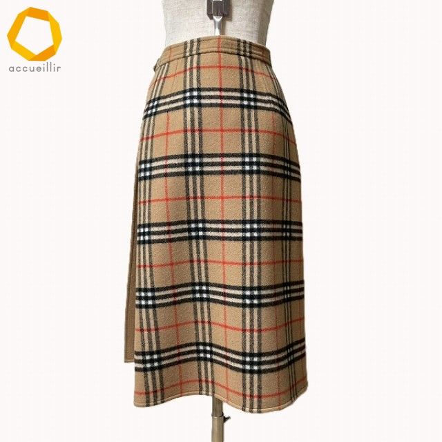 wnc バーバリー スカート ベージュ 黒 赤 ヴィンテージ ノバチェック リバーシブル 巻きスカート レディース 975534