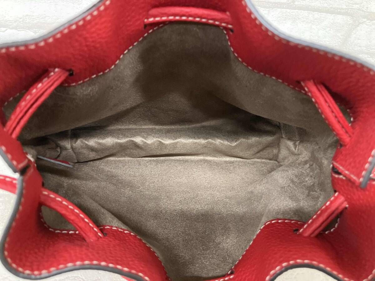  BONAVENTURA ボナベンチュラ 巾着バッグ レッド レザー レディース ハンドバッグ バッグ