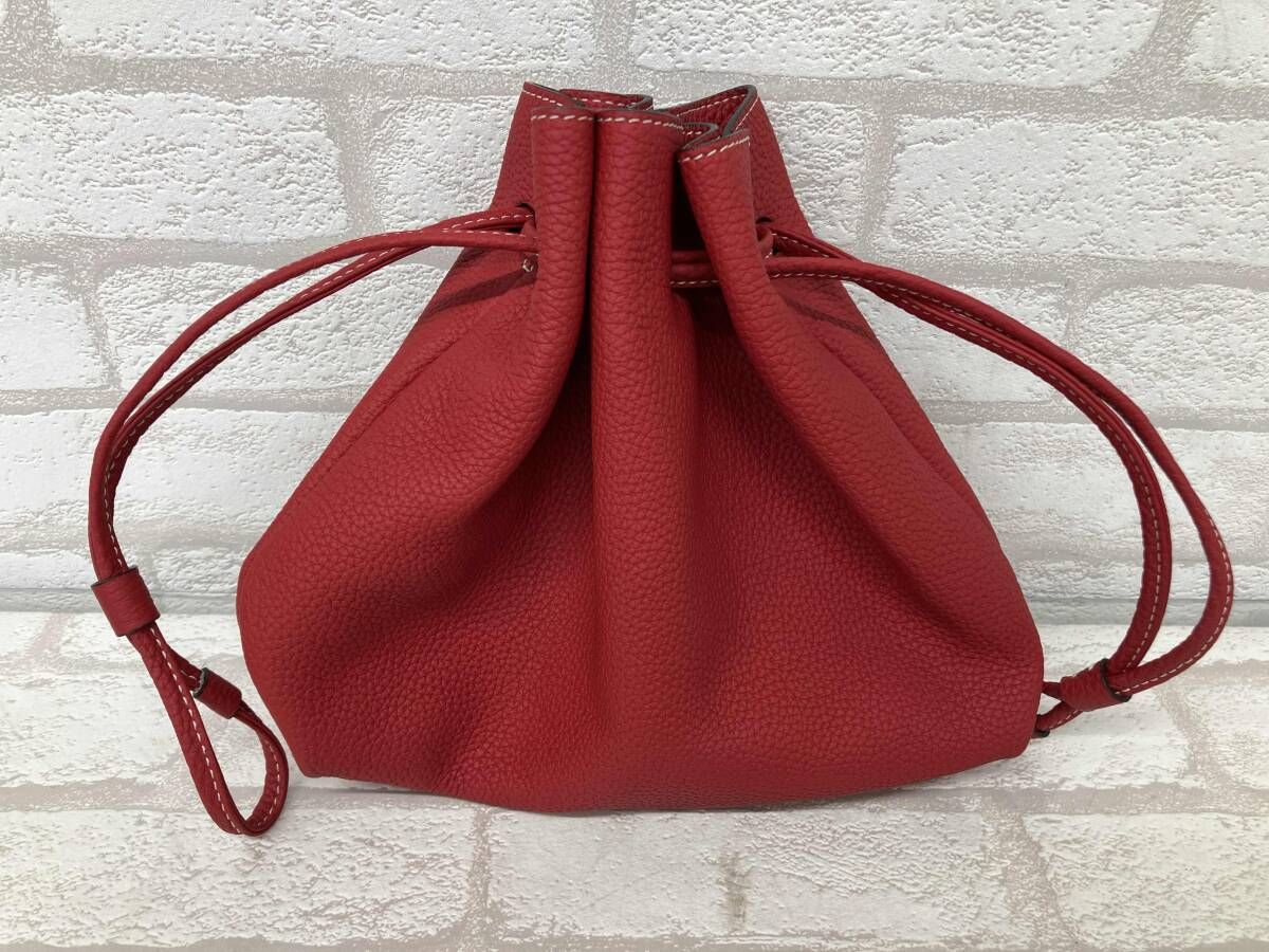 BONAVENTURA ボナベンチュラ 巾着バッグ レッド レザー レディース