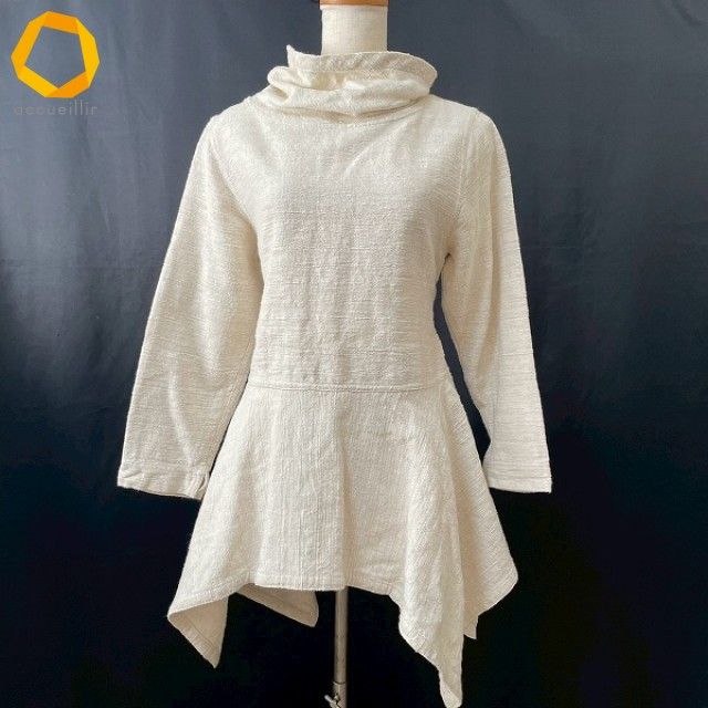 anc うさと USAATO チュニック ベージュ系 ハイネック ドレープ 変形 レースアップ レディース 978994