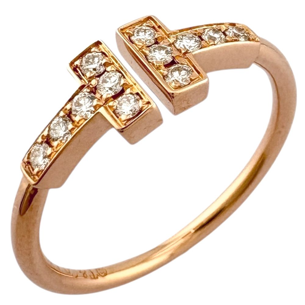 ティファニー Tワイヤー ダイヤモンド リング 指輪 12号 18金 K 18ピンクゴールド レディース TIFFANY Co